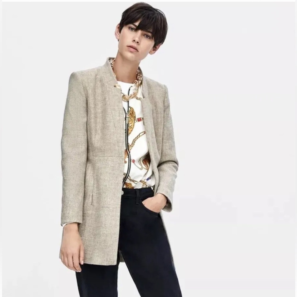 Zara 100% Wool Inverted Lapel Jacket.Size S.Excellent condition